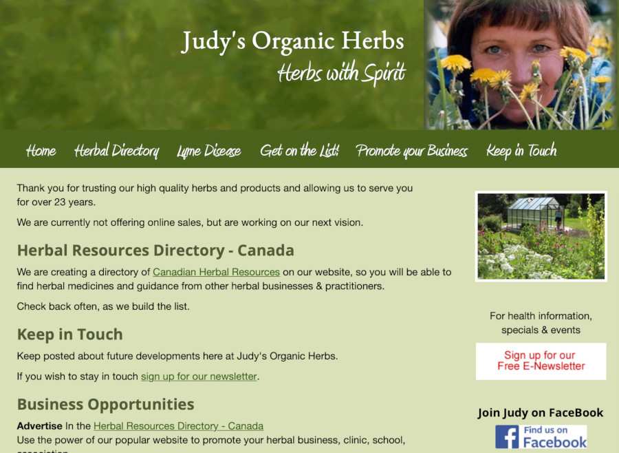 Judy's Organic Herbs responsive website
