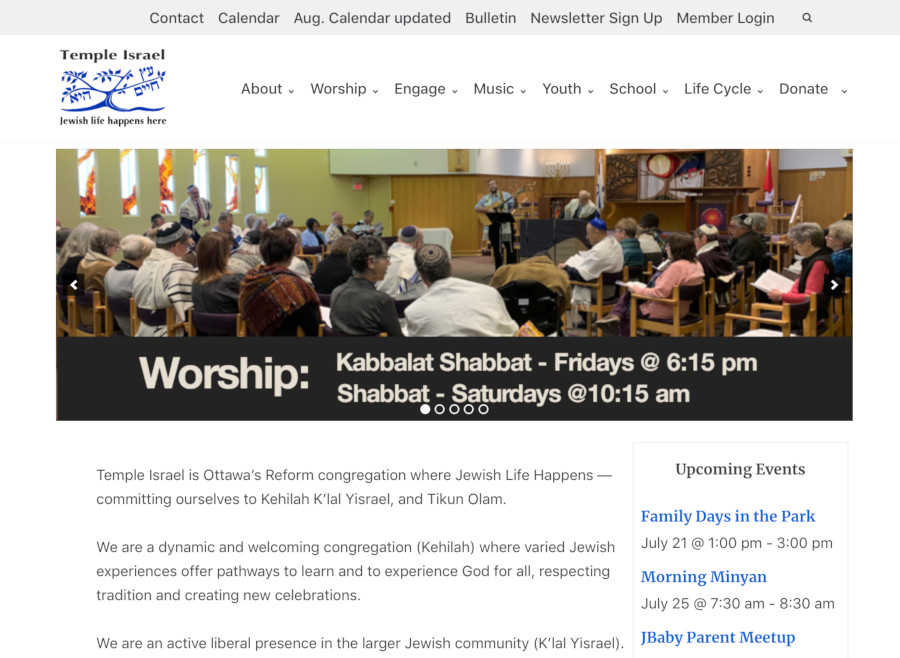 Temple Israel Ottawa responsive website